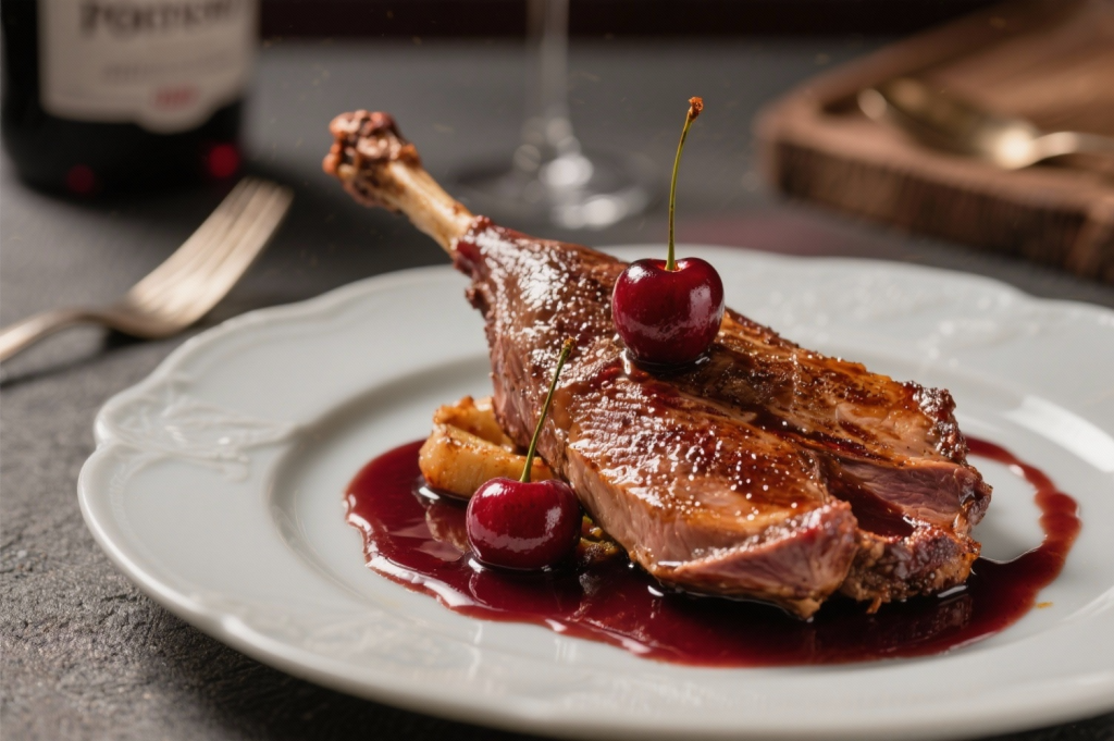 Magret de Pato com Molho de Cereja